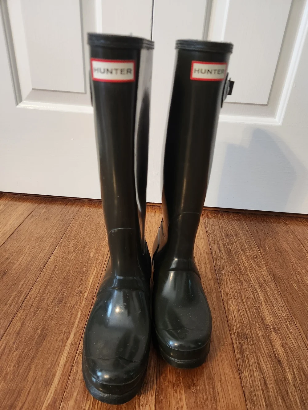 Hunter Women's Original Tall Glossy Rain Snow Boots in Dark Green, Size 7